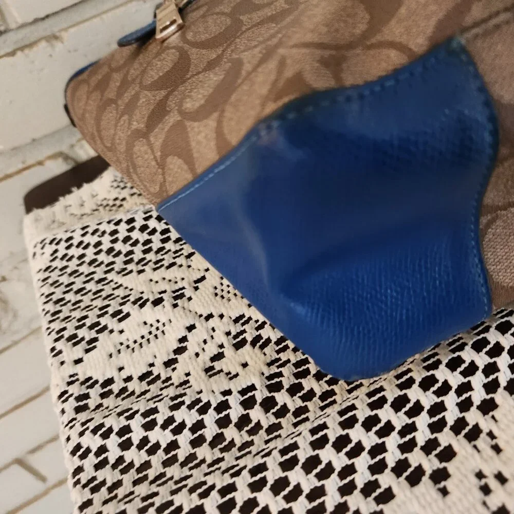 Like New Coach Signature Blue Outline Satchel Tote Bag